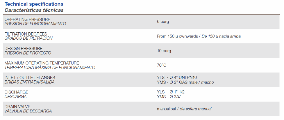 YLS Medium Capacity Line Filter Technical Specifications